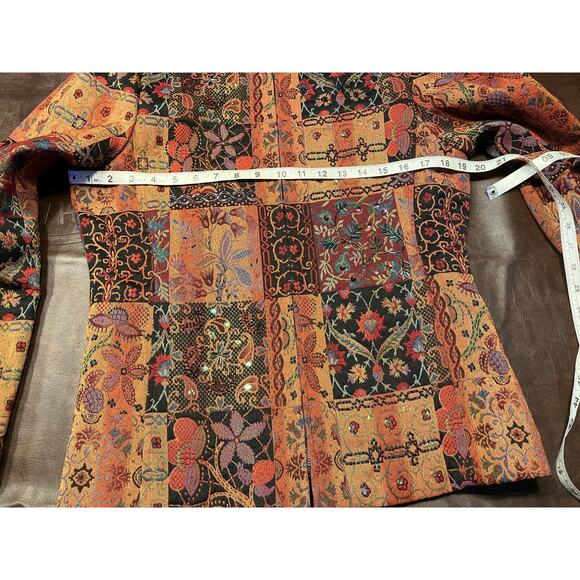 Ellen Fig Womens Medium Multi Color Floral Full Zip Lined Beaded‎ Blazer Jacket - Picture 15 of 15